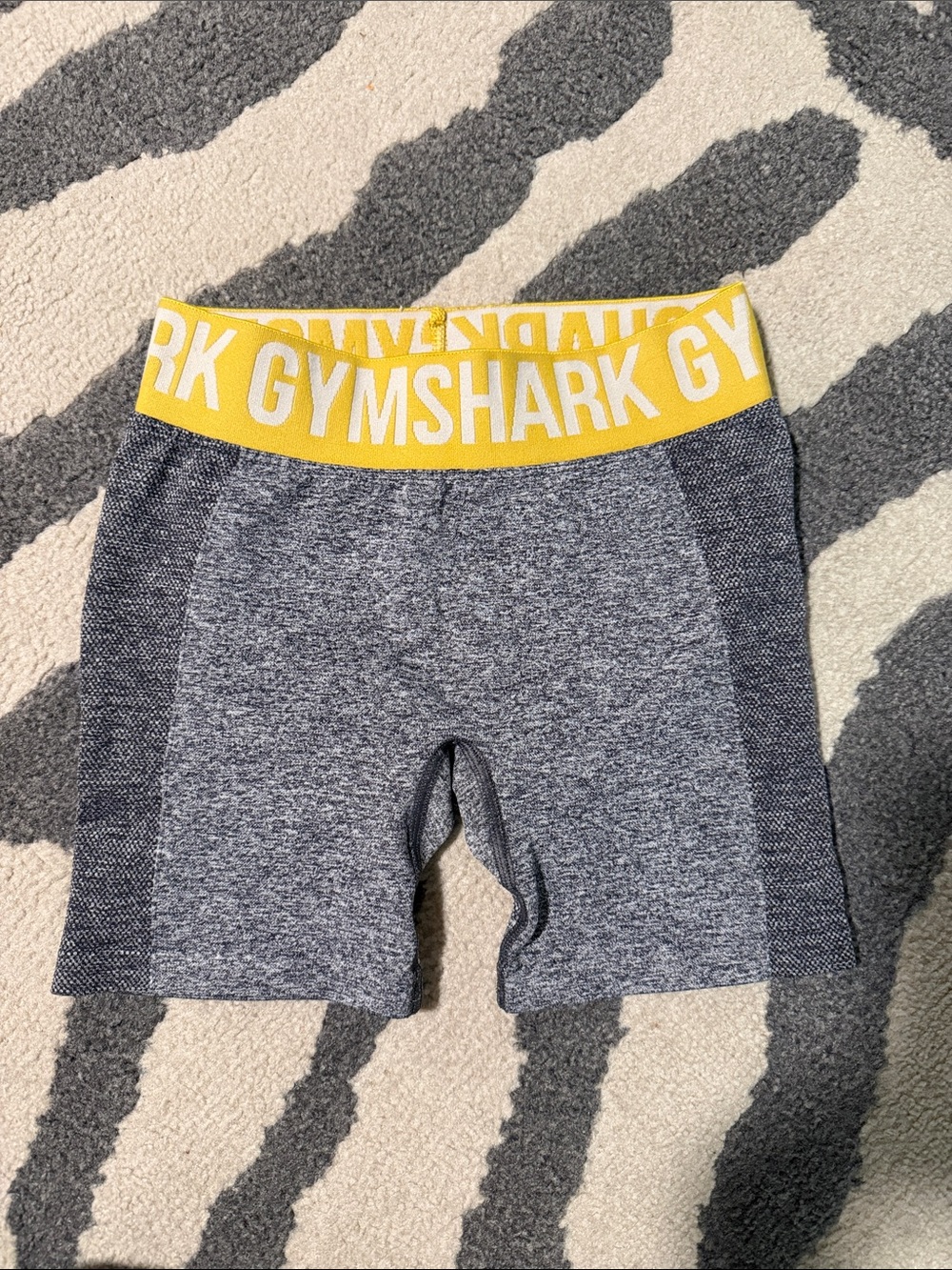 Gymshark Gray Seamless Athletic Shorts with Yellow Logo Waistband